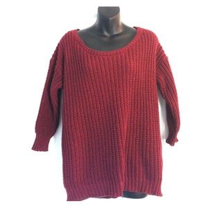 Oversized slub Burgandy 3/4 sleeved sweater Size S